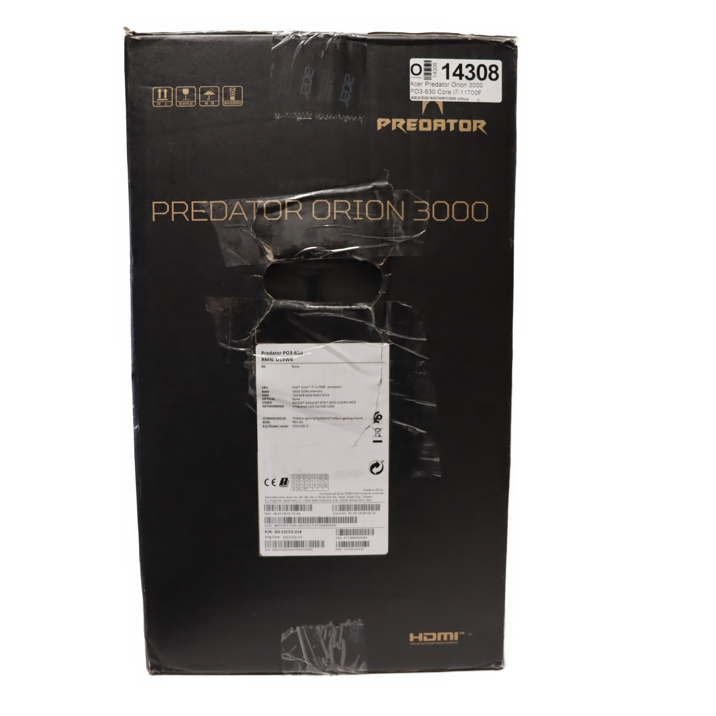 Acer Predator Orion 3000 PO3-630 i7-11700F 16GB RAM 1TB SSD NVIDIA GeForce RTX 3070 8GB