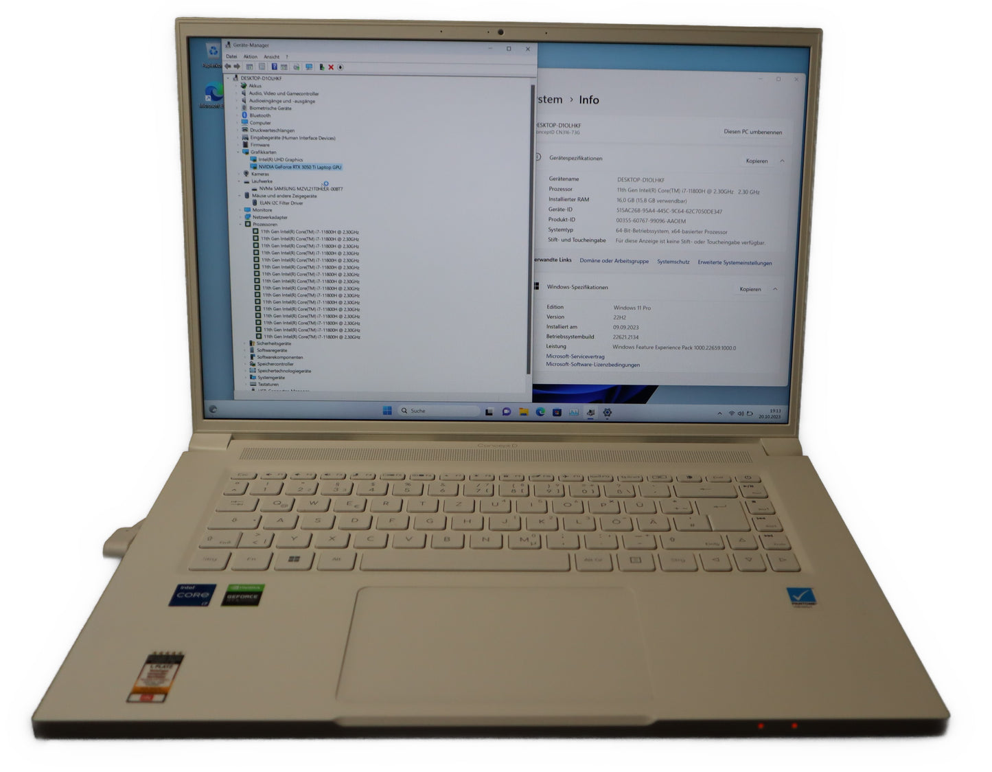 Acer Notebook i7-11800H 2.3GHz 16GB RAM 1TB SSD RTX 3050 Ti 4GB Concep tD 3 CN316-73G-72RM N20Q6